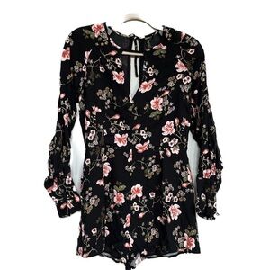 Sexy Backless Black Floral Romper